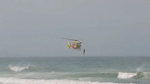 Westpac Lifesaver Rescue Helicopter Service Stock Footage