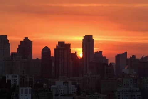 Westside Cityscape Sunset (1 of 2) Stock Footage 145608530