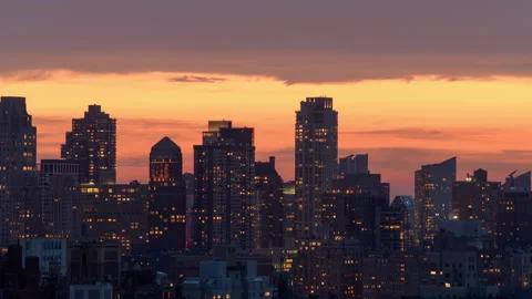 Westside Cityscape Sunset Crop (1 of 2) Stock Footage 145608545