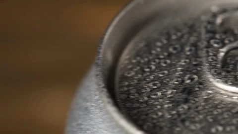 Wet beer cans flicker in frame, sealed chilled metal bars from aerated cocktails Stock Footage 117987284