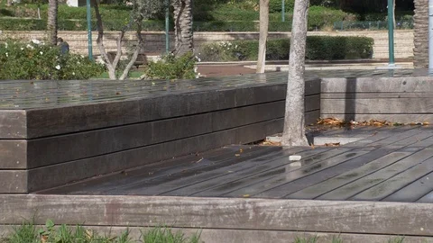 Wet bench in slow motion Stock Footage 86612577