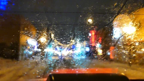Wet car back glass Stock Footage 125553097