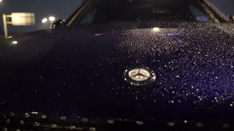 Wet car under the light of the lanterns. Stock Footage 150106560