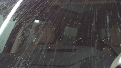 Wet car windshild. Drops run down Video stock 155846286