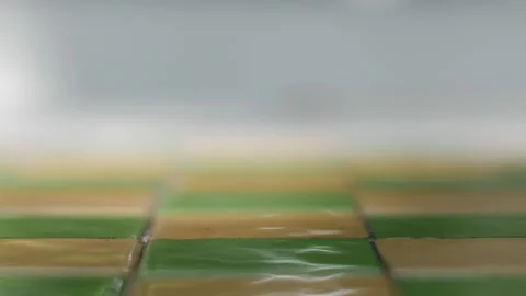 Wet Checkered Tile Floor with Shallow Focus and Blurred Bright Stock Footage 340606811