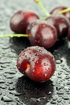  Wet cherries Stock Photos