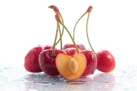 Wet cherries 스톡 사진