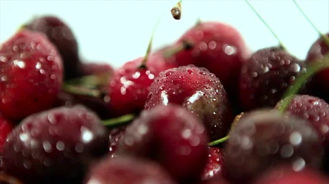 Wet cherry in motion Stock Footage 61218391