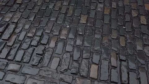 Wet cobblestones, Temple Bar, Dublin Ireland in the Rain, 4K Stock Footage