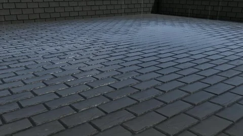 Wet Dark Cobblestone Pavement Texture Background Stock-Footage 347176242