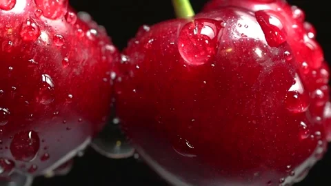 Wet dark red cherry berry Stock Footage 156797571
