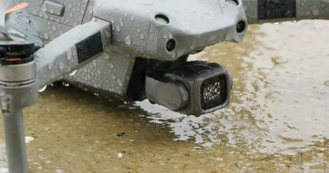 Wet Drone Quadcopter in the Rain. Stock Footage 236073665