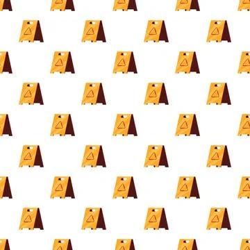 Wet floor caution sign pattern repeating background イラスト素材