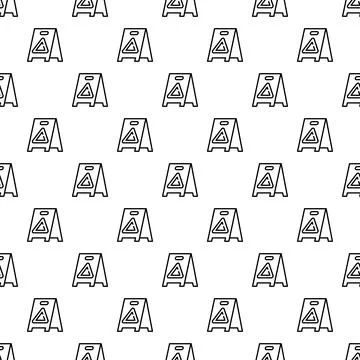 Wet floor caution sign seamless pattern background Stock Illustration