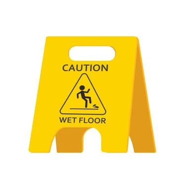 Wet floor caution warning sign, yellow symbol isolated on white background Stock Illustration