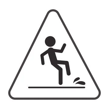 Wet floor caution warning triangle sign, symbol isolated on white background. Illustrazione stock