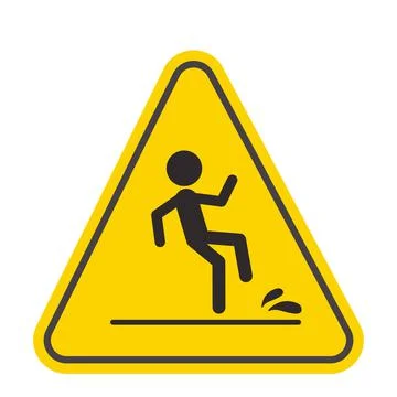 Wet floor caution warning triangle sign, yellow symbol isolated on white Stock Illustration