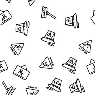 Wet Floor Vector Seamless Pattern Stock Illustration