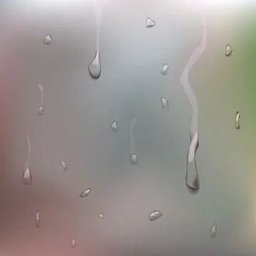 Wet Glass Vector. Rainy Day. Pure Droplets Condensed. Realistic Illustration Stock Illustration