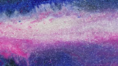 Wet glitter spill ink drip blue pink white gloss Video stock 279617570
