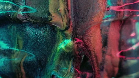 Wet glitter splash fluid spill colorful ink drip Stock Footage 280155134