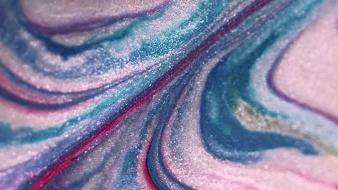 Wet glitter texture paint mix water pink blue ink Video stock 283521876
