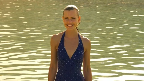 Wet model posing Stock Footage 107131516