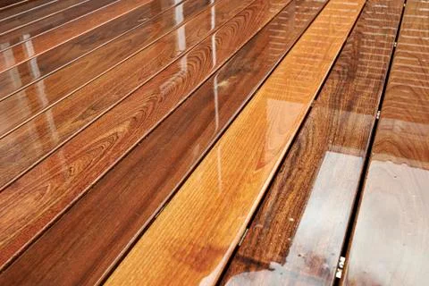 Wet Outdoor Decking Surface Stock Photos