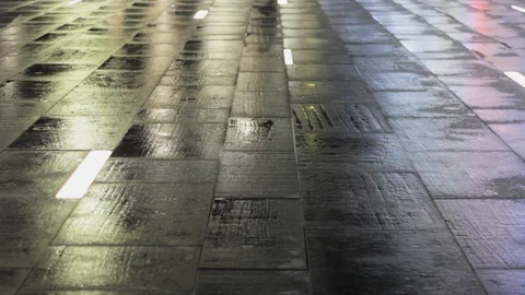 Wet pavement with floor lighting.the reflection of the background texture Stock Footage 121729076
