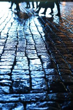 Wet Pavement At Night Stock Photos