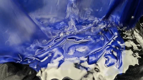 Wet Phantom Blue Fabric Background Pulled Wash And Cleaning On Fresh Water Stock Footage 150296335