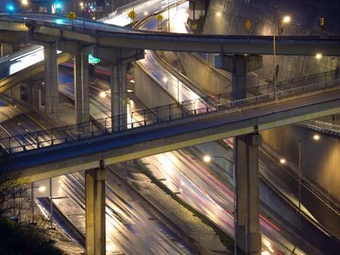 Wet pittsburgh freeway Stock Photos