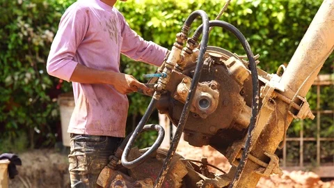 Wet-process bored pile Stock Footage 87025231