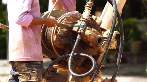 Wet-process bored pile Stock Footage 87025234