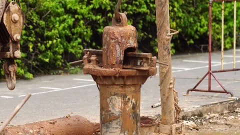 Wet-process bored pile Stock Footage 87025280