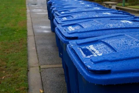 Wet recyling bins Stock Photos