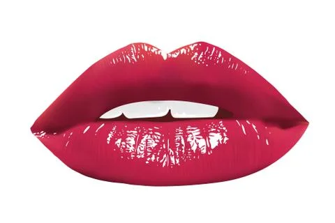 Wet Red Lips Stock Illustration
