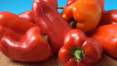 Wet red pepper texture Stock Footage 255000420