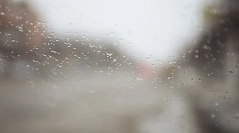 Wet road and sleet drops on the windshield Stock Footage 45703367