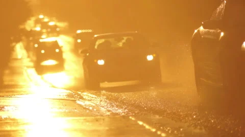 Wet Road at Sunset Stock-Footage 40343457