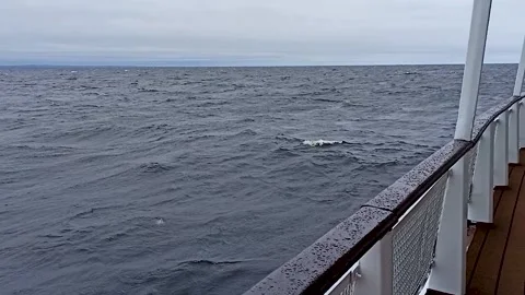 Wet ship deck on a stormy sea. Stock Footage 341107278