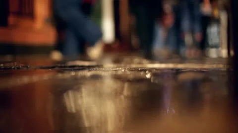 Wet sidewalk reflection Video stock 10806762