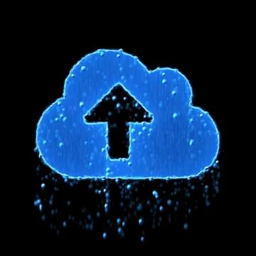 Wet symbol cloud upload is blue. Water dripping Stock Illustration
