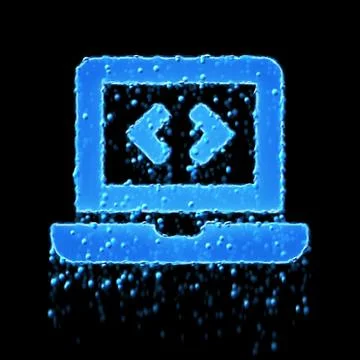Wet symbol laptop code is blue. Water dripping Stock Illustration