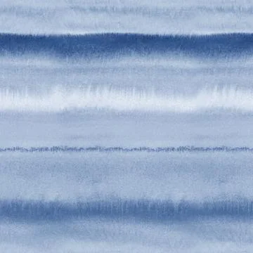 Wet watercolor seamless pattern with blue color blurred stripes. Stock Illustration