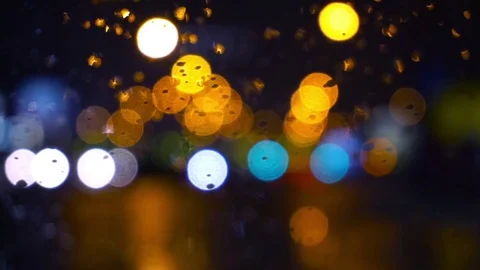 Wet the window with the background of the night city traffic view Stock-Footage 70189861