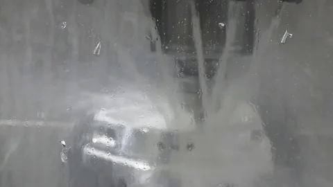 Wet window of CNC milling machine Stock Footage 71064235