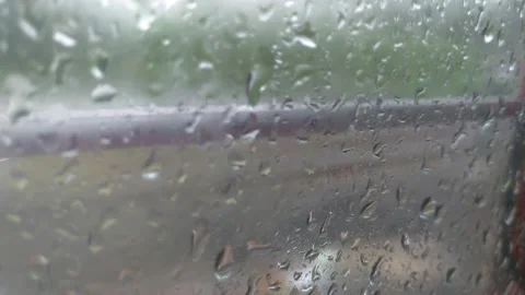 Wet window of a running train. Stock Footage 164660490
