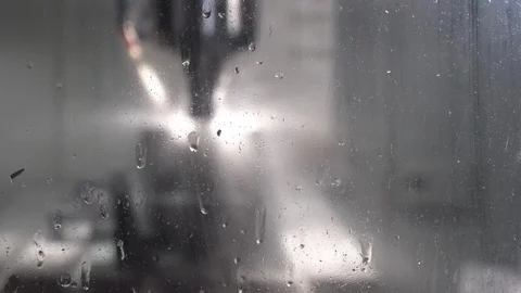 Wet window of a working cnc milling machine Stock Footage 120533196