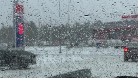 Wet windshield of a parked car Stock Footage 254768108